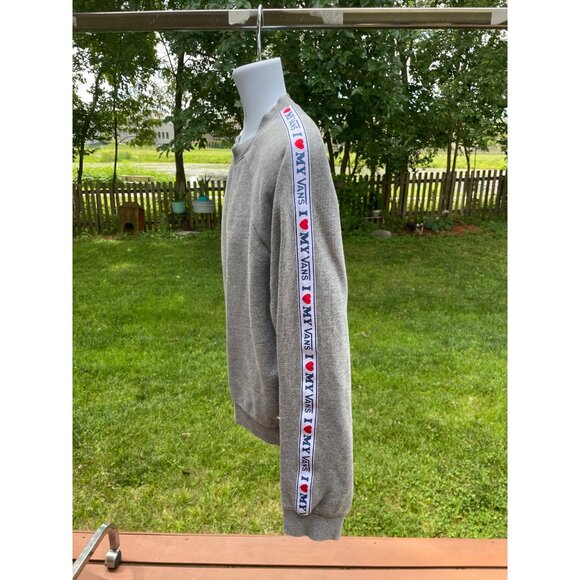 Vans Womens Gray Crewneck Sweatshirt With "I ❤️ My Vans" Sleeve Tape Design Size - Picture 2 of 6